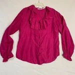 Vintage Stunt Collections Blouse Top Womens Pink Silk Balloon Sleeve Ruffle. Fixed Price $16.14.