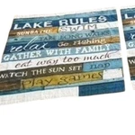 Laural Home Lake Rules Pillow Shams Set Of Blue Rustic Cotton Standard 20X26. Fixed Price $38.00.