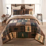 Donna Sharp Brown Bear Cabin Rustic Country Cottage Queen 3 Pc Comforter Set. Fixed Price $94.00.