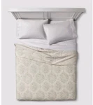 Threshold Green Off-white Damask Linen Blend Full Queen Quilt. Fixed Price $54.00.