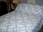 Hand Made King/queen Blue+white Patchwork Quilt 99X111. Fixed Price $193.50.