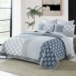 Pangushan Quilt Set Size, 100% Cotton KING(98"X106"), Blue/grey/white. Fixed Price $169.22.
