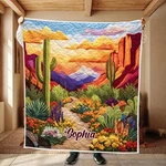 Custom Desert Landscape Quilt Blanket Cactus Sunset Throw Cozy Gift Idea Soft. Fixed Price $49.31.