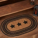 Farmhouse Primitive Star Black Stenciled Accent Jute Rug Oval 20"X30" Vhc Brands. Fixed Price $47.76.