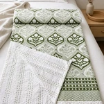 Indian Kantha Bedspread Block Print Quilt King Size Handmade Floral Bedcover. Fixed Price $108.00.