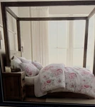 Brooks Brothers Roses Floral Linen Blend Queen 3 Pc Duvet Cover Sham Set. Fixed Price $89.00.