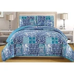 Grand Linen 3-PIECE Fine Printed Oversize (100" X 95") Quilt Set Reversible. Fixed Price $114.53.