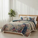 New Anthropologie Peacock Tassel Fringe Boho Quilt Bedspread Bedding & Sham Set. Fixed Price $220.00.