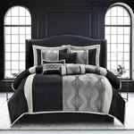Stratford Park Black And Silver Comforter Set Elegant 7 Pieces Queen Size. Fixed Price $127.60.
