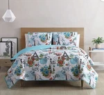 Vcny Home Eiffel 3-PIECE Blue Parisian Floral Reversible Quilt Set, King. Fixed Price $45.99.