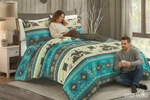 Aztec Southwest Quilt Set Turquoise Navajo Bedspread King Queen Western Boho Dec. Fixed Price $65.00.