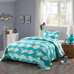 Quilt Set Queen Blue Sea Life Fish Reversible Girl Boy Coastal Bedding Cover. Fixed Price $79.95.