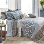 King 9 Piece Reversible Bedspread Set Printed Striped Floral Quilt Bedding. Fixed Price $96.79.