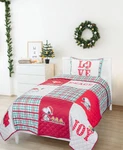 Snoopy Peanuts Holiday 3-PC. Queen Quilt Set Bedding New. Fixed Price $88.00.