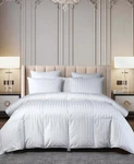 Beautyrest Hungarian Goose Down All Season Damask Stripe Comforter, King. Fixed Price $399.88.