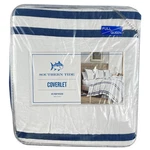 New Southern Tide Skipjack Full/queen Coverlet Surfside White W/blue Stripes. Fixed Price $99.95.
