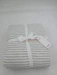 Quince European Linen Stripe Sham Set King Mist Gray Quilted Pillow Bedding New. Fixed Price $104.99.
