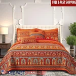 Boho Quilt Set Soft Cotton Vibrant Cozy Bedding Comfortable Sleep Pillow Shams. Fixed Price $67.92.