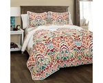 Lush Decor Clara Quilt 3 Piece Reversible Bedding Set, King, Turquiose & Tangeri. Fixed Price $72.94.