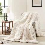 Chunky Knit Blanket Throw,soft Chenille Yarn 50X60 Handmade Cable. Fixed Price $57.12.
