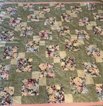 Handmade Floral Patchwork Throw Quilt Tied Green Lattice Cotton 53X68. Fixed Price $69.00.