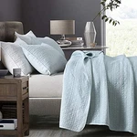 Horimote Home Quilt Set King Size Aqua Blue, Classic Geometric Spots Stitched. Fixed Price $72.09.
