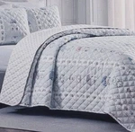 Lenox Spice Village Quilt Baby Blue White Reversible Queen/full 3 Pc Set New Tag. Fixed Price $145.00.