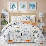 2-PIECE Cotton Quilt Set Twin, Cute Dinosaur Reversible Design For Boys Gir.... Fixed Price $67.49.
