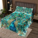 Peacock Bedspread Queen Size, Green Feather Print Coverlet Set For Kids. Fixed Price $76.99.