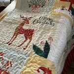 Mar Cielo Ocean Home Fashion Merry Christmas King Quilt Pillow Shams Bedspread. Fixed Price $65.00.