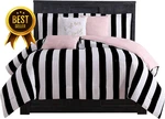 Queen Reversible Bedding Set Black White Stripe 6 Piece Comforter Pillows Shams. Fixed Price $98.85.