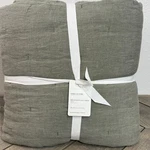 Pottery Barn Belgian Flax Linen Tufted King Quilt & Sham Set Loden Green. Fixed Price $359.00.