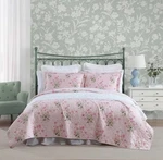 Laura Ashley Full/queen Veronicas Bouquet Pink 100% Cotton Reversible Quilt Set. Fixed Price $79.00.