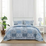 Caro Home 3-PIECE Cotton Quilt Set Patchwork Blue Queen Size 96X90IN 1796255. Fixed Price $59.99.