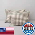 Chuffed 100% French Linen Pillow Cases Set Of 2 Stone Washed Flax Breathable Coo. Fixed Price $51.19.