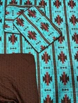 Jaba Usa Southwestern Quilt Set Teal Brown Queen Oversize 100X95 Tribal 3PC. Fixed Price $15.00.