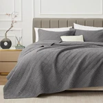 Exq Home Quilt Set Full Queen Size Grey 3 Piece,lightweight Soft Coverlet Square. Fixed Price $52.82.