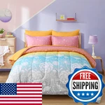 Menghomeus Girls Comforter Set King Size 7 Pieces Bed Bag Ombre Rainbow. Fixed Price $91.18.