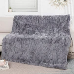 Luxury Real Rex Rabbit Fur Throw Blanket Warm Sofa Bedspread Dyed Gray 79INX55IN. Fixed Price $199.99.