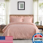 Djy Blush Pink Queen Quilt Bedding Set, Lightweight Soft Microfiber Bedspreads. Fixed Price $66.43.