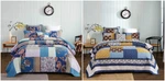 Tache Vintage Cotton Floral Blue Yellow Real Quilted Patchwork Bedspread. Fixed Price $164.99.