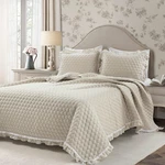 Ella Ruffle Lace King Quilt Set - Neutral Beige Bedding For Coquette Decor. Fixed Price $161.99.