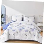 Size Set FLORAL,3 Pieces & White Coverlet Flower King Blue. Fixed Price $63.94.