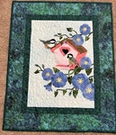 Handmade Art Quilt/wall Hanging Birds W/birdhouse Flowers Applique 17" X 21". Fixed Price $41.99.