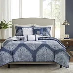 Madison Park Rachel 6-PIECE Reversible Quilted California King Coverlet Set Navy. Fixed Price $162.00.