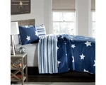 Lush Decor Star Quilt - Reversible 2 Piece Pattern Striped Bedding Twin, Navy. Fixed Price $61.35.