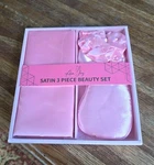New Satin Beauty Set 3 Piece Collections Pink Hair Tie Mask Pillow Case Smooth. Fixed Price $12.00.