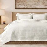 Evergracehome Queen Quilt Set 96"X92" Cotton Sateen Channel Stitch 3PC Bright Wh. Fixed Price $89.99.