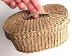Handmade Small Basket Box Lid, Woven Natural Fibers Flexible Design. Fixed Price $13.98.