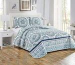 Home Collection 3PC King/cal Quilted Bedspread Set Floral Bedding Turquoise. Fixed Price $24.89.